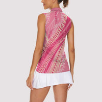 Polynesian Puakeniken Pikake Twisted Lei Women Sleeveless Polo Shirt Rose Pink LT7 - Polynesian Pride