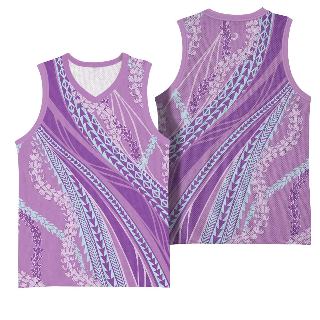 Polynesian Puakeniken Pikake Twisted Lei Basketball Jersey Amethys LT7 - Polynesian Pride