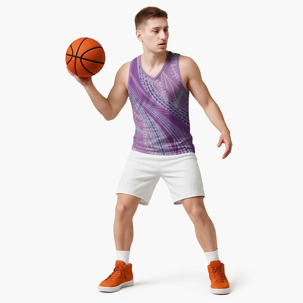 Polynesian Puakeniken Pikake Twisted Lei Basketball Jersey Amethys LT7 - Polynesian Pride
