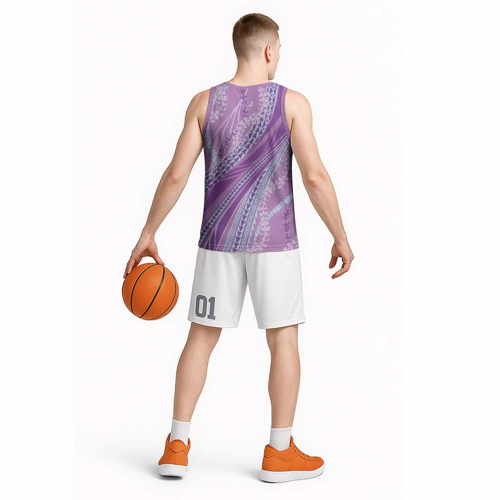 Polynesian Puakeniken Pikake Twisted Lei Basketball Jersey Amethys LT7 - Polynesian Pride
