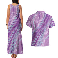 Polynesian Puakeniken Pikake Twisted Lei Couples Matching Tank Maxi Dress and Hawaiian Shirt Amethys LT7 - Polynesian Pride