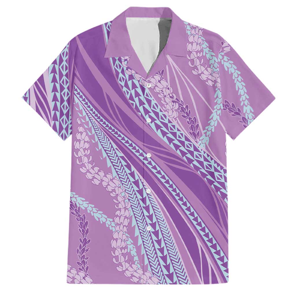 Polynesian Puakeniken Pikake Twisted Lei Family Matching Mermaid Dress and Hawaiian Shirt Amethys LT7 Dad's Shirt - Short Sleeve Amethys - Polynesian Pride