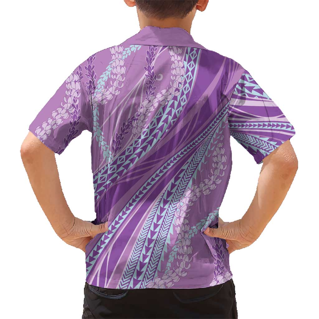Polynesian Puakeniken Pikake Twisted Lei Family Matching Off Shoulder Short Dress and Hawaiian Shirt Amethys LT7 - Polynesian Pride