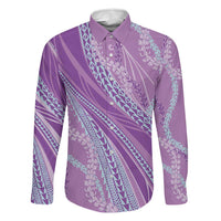 Polynesian Puakeniken Pikake Twisted Lei Family Matching Off Shoulder Short Dress and Hawaiian Shirt Amethys LT7 Dad's Shirt - Long Sleeve Amethys - Polynesian Pride