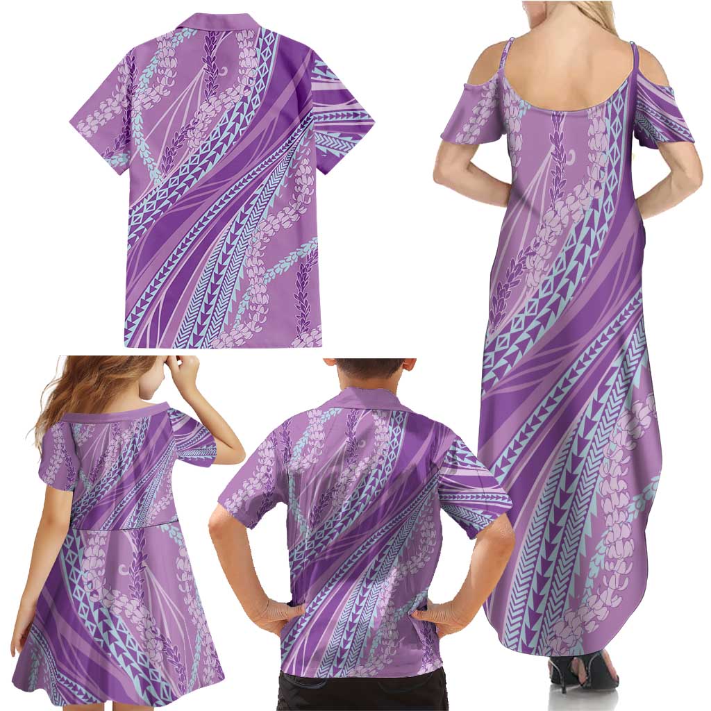 Polynesian Puakeniken Pikake Twisted Lei Family Matching Summer Maxi Dress and Hawaiian Shirt Amethys LT7 - Polynesian Pride