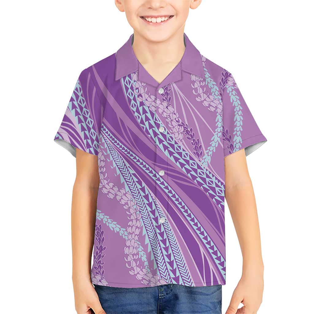 Polynesian Puakeniken Pikake Twisted Lei Family Matching Tank Maxi Dress and Hawaiian Shirt Amethys LT7 Son's Shirt Amethys - Polynesian Pride