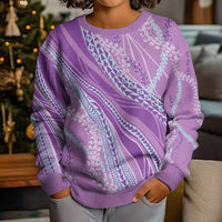 Polynesian Puakeniken Pikake Twisted Lei Kid Ugly Christmas Sweater Amethys - Polynesian Pride