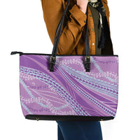 Polynesian Puakeniken Pikake Twisted Lei Leather Tote Bag Amethys - Polynesian Pride