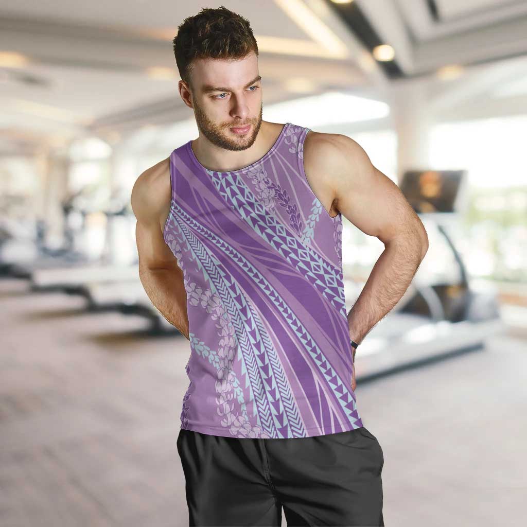 Polynesian Puakeniken Pikake Twisted Lei Men Tank Top Amethys LT7 Amethys - Polynesian Pride