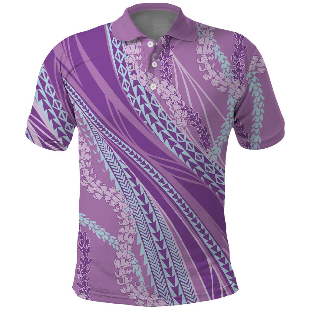 Polynesian Puakeniken Pikake Twisted Lei Polo Shirt Amethys LT7 Amethys - Polynesian Pride
