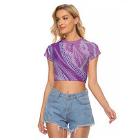 Polynesian Puakeniken Pikake Twisted Lei Raglan Cropped T Shirt Amethys - Polynesian Pride