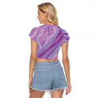 Polynesian Puakeniken Pikake Twisted Lei Raglan Cropped T Shirt Amethys - Polynesian Pride