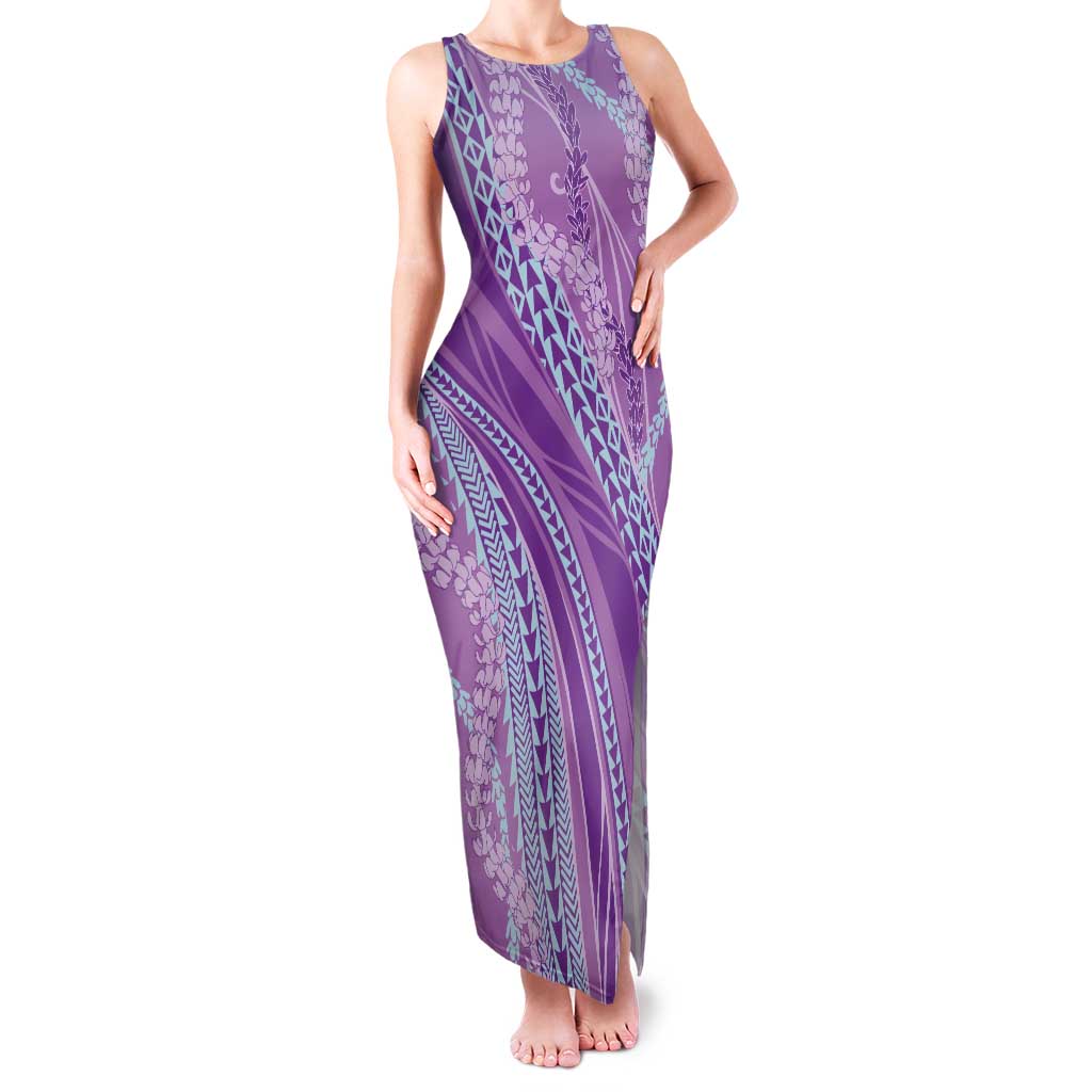 Polynesian Puakeniken Pikake Twisted Lei Tank Maxi Dress Amethys LT7 Women Amethys - Polynesian Pride