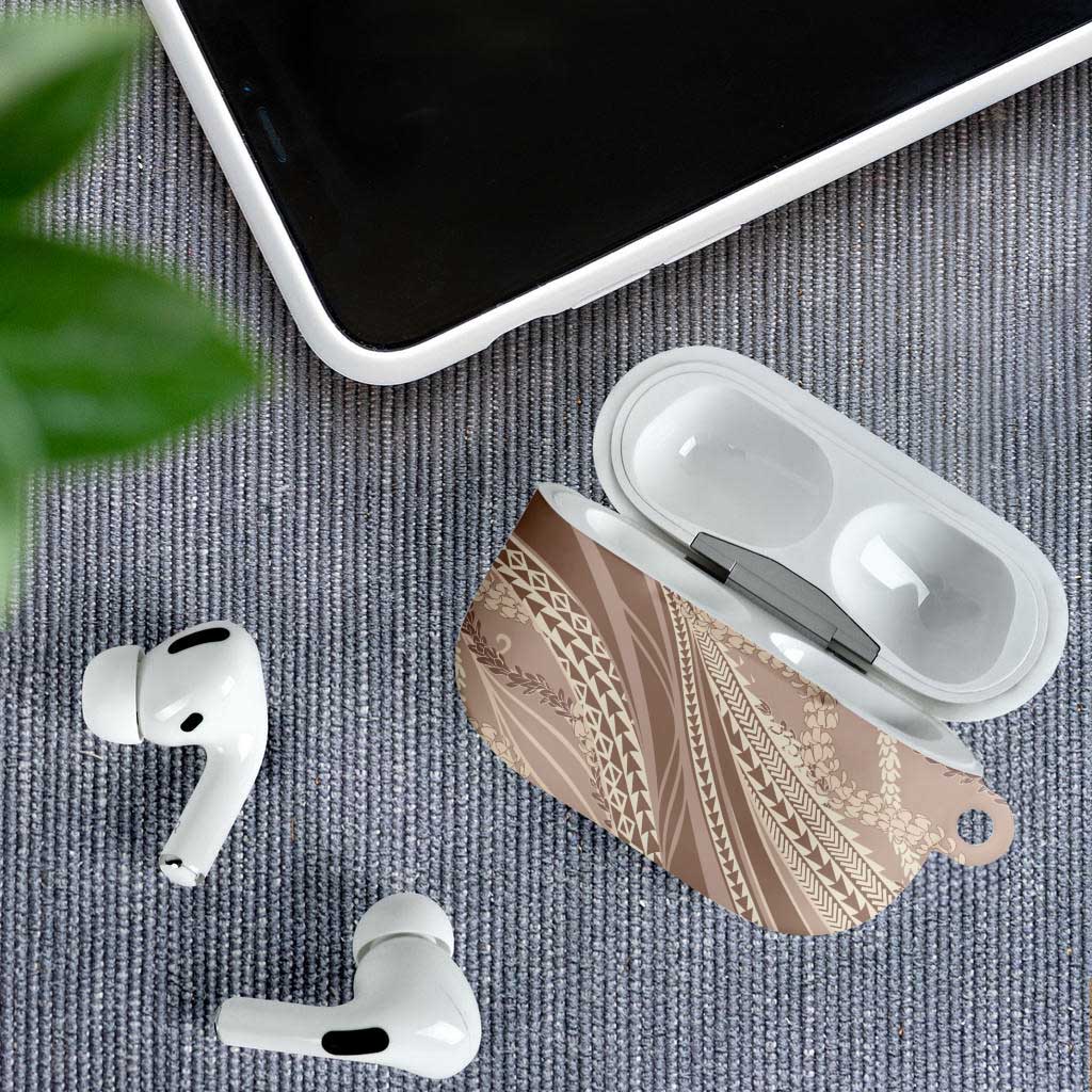 Polynesian Puakeniken Pikake Twisted Lei AirPods Case Beige LT7 - Polynesian Pride
