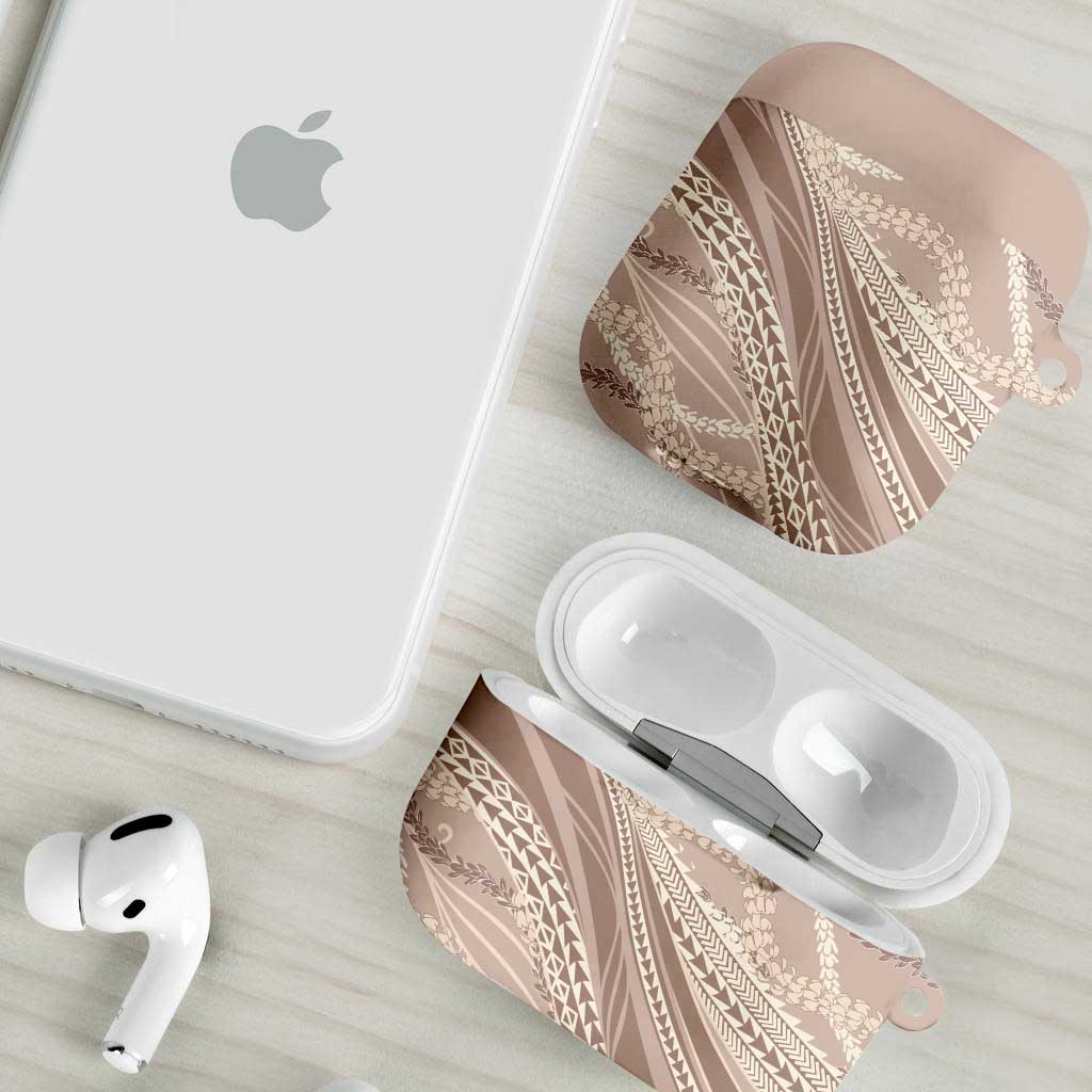 Polynesian Puakeniken Pikake Twisted Lei AirPods Case Beige LT7 - Polynesian Pride