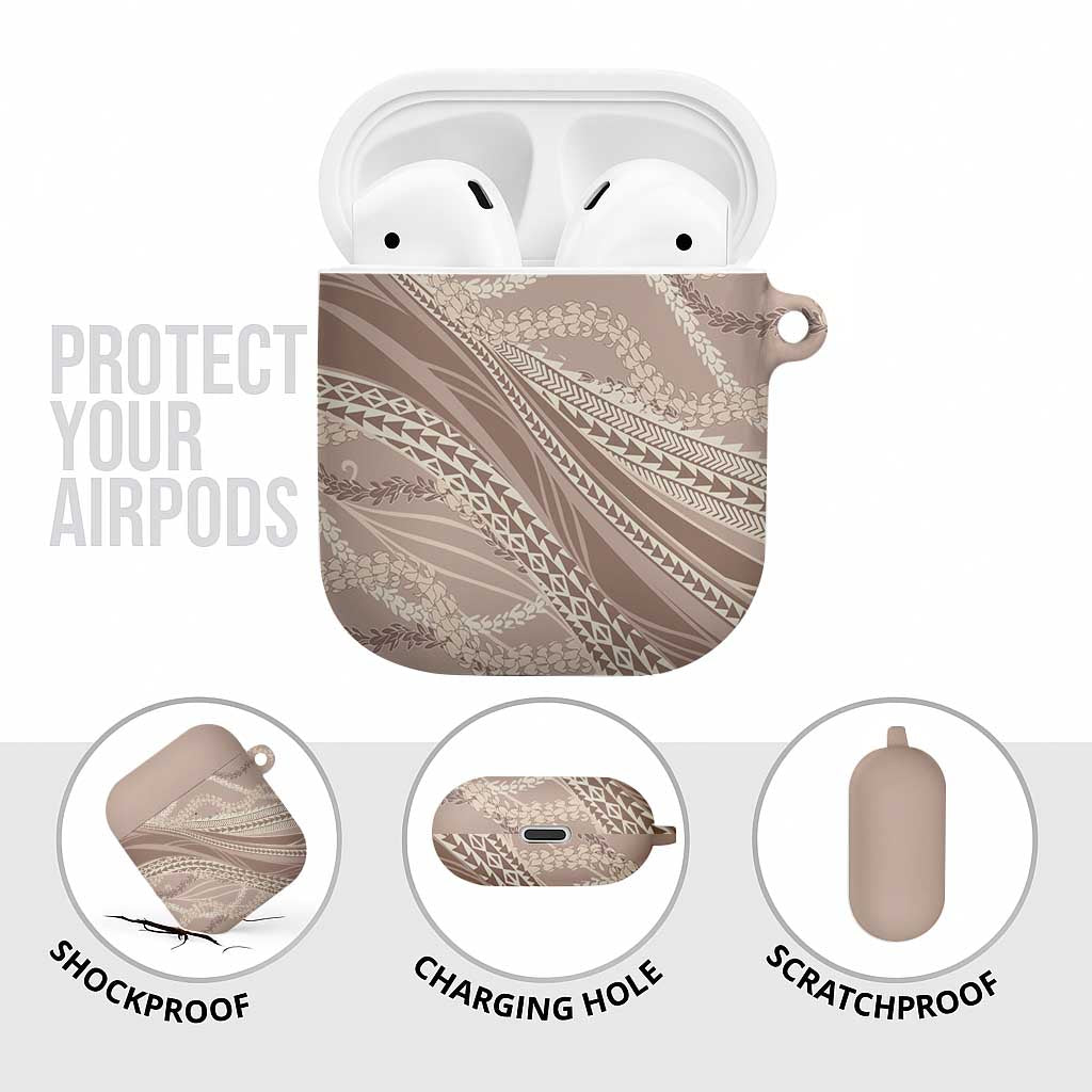 Polynesian Puakeniken Pikake Twisted Lei AirPods Case Beige LT7 - Polynesian Pride