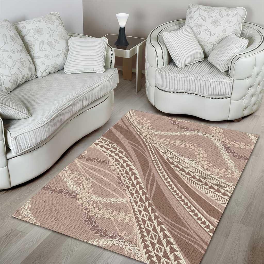 Polynesian Puakeniken Pikake Twisted Lei Area Rug Beige - Polynesian Pride