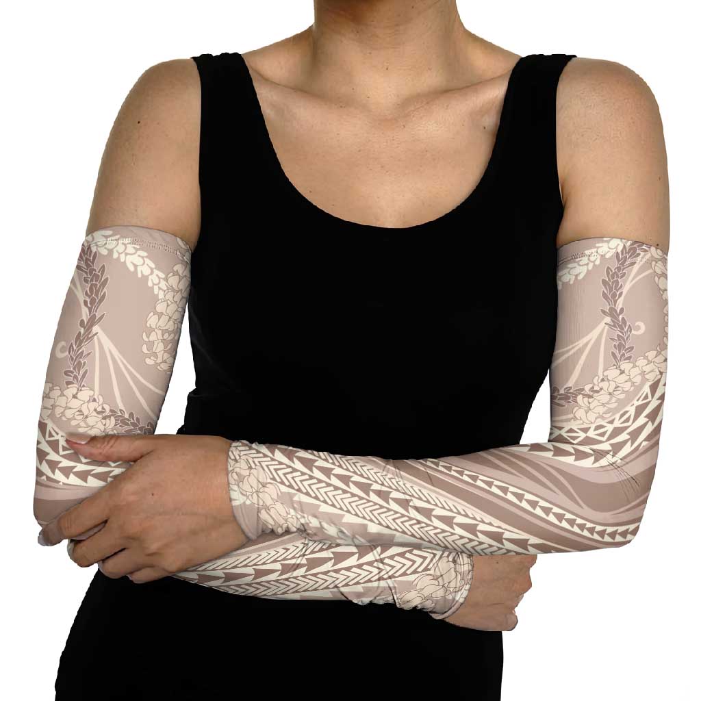 Polynesian Puakeniken Pikake Twisted Lei Arm Sleeves Beige - Polynesian Pride
