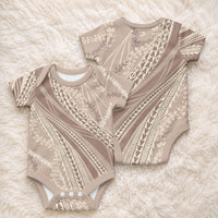 Polynesian Puakeniken Pikake Twisted Lei Baby Onesie Beige