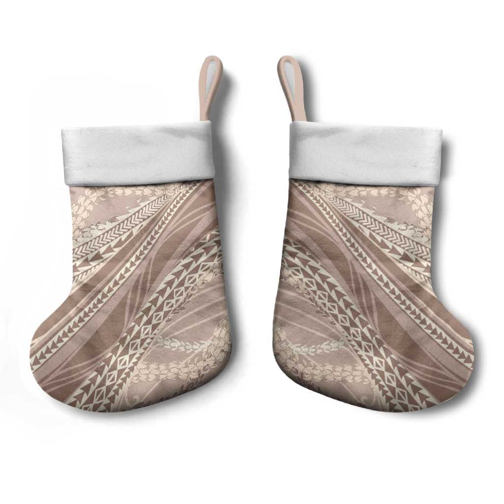 Polynesian Puakeniken Pikake Twisted Lei Christmas Stocking Beige - Polynesian Pride