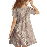 Polynesian Puakeniken Pikake Twisted Lei Family Matching Off Shoulder Maxi Dress and Hawaiian Shirt Beige LT7 - Polynesian Pride