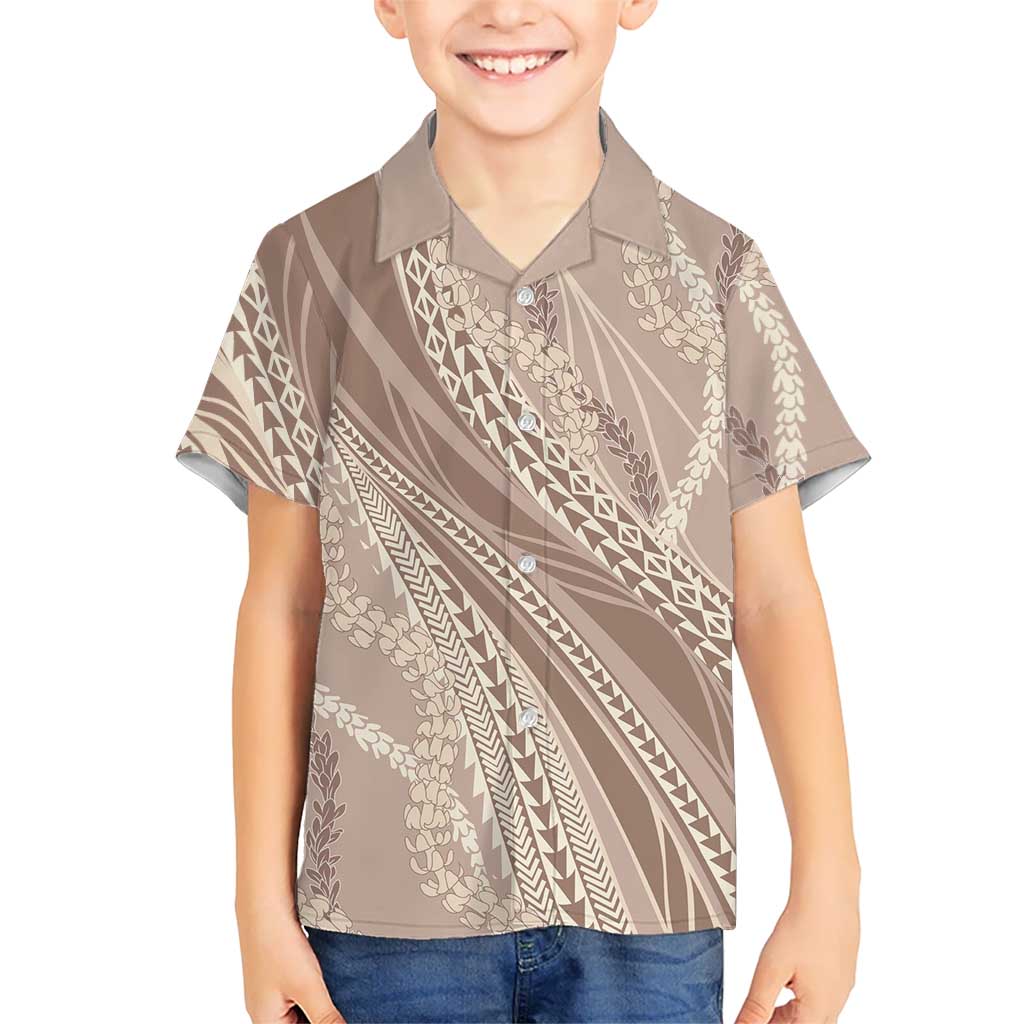 Polynesian Puakeniken Pikake Twisted Lei Hawaiian Shirt Beige - Polynesian Pride