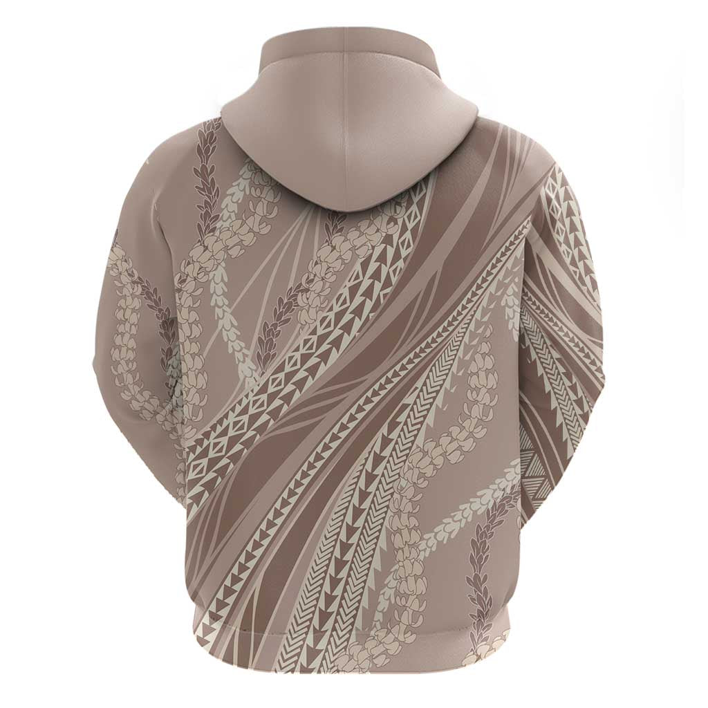 Polynesian Puakeniken Pikake Twisted Lei Hoodie Beige - Polynesian Pride