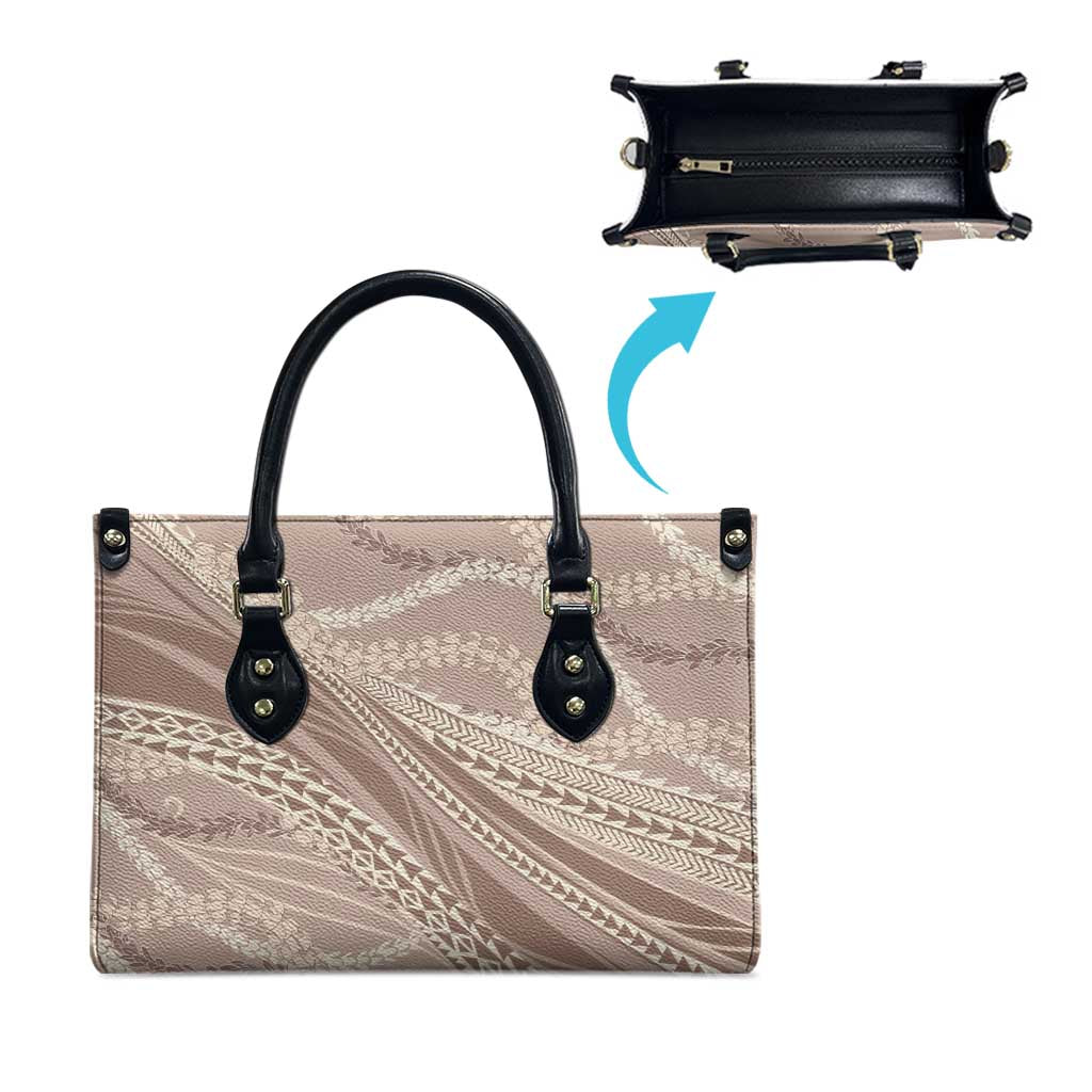 Polynesian Puakeniken Pikake Twisted Lei Leather Bag Beige - Polynesian Pride