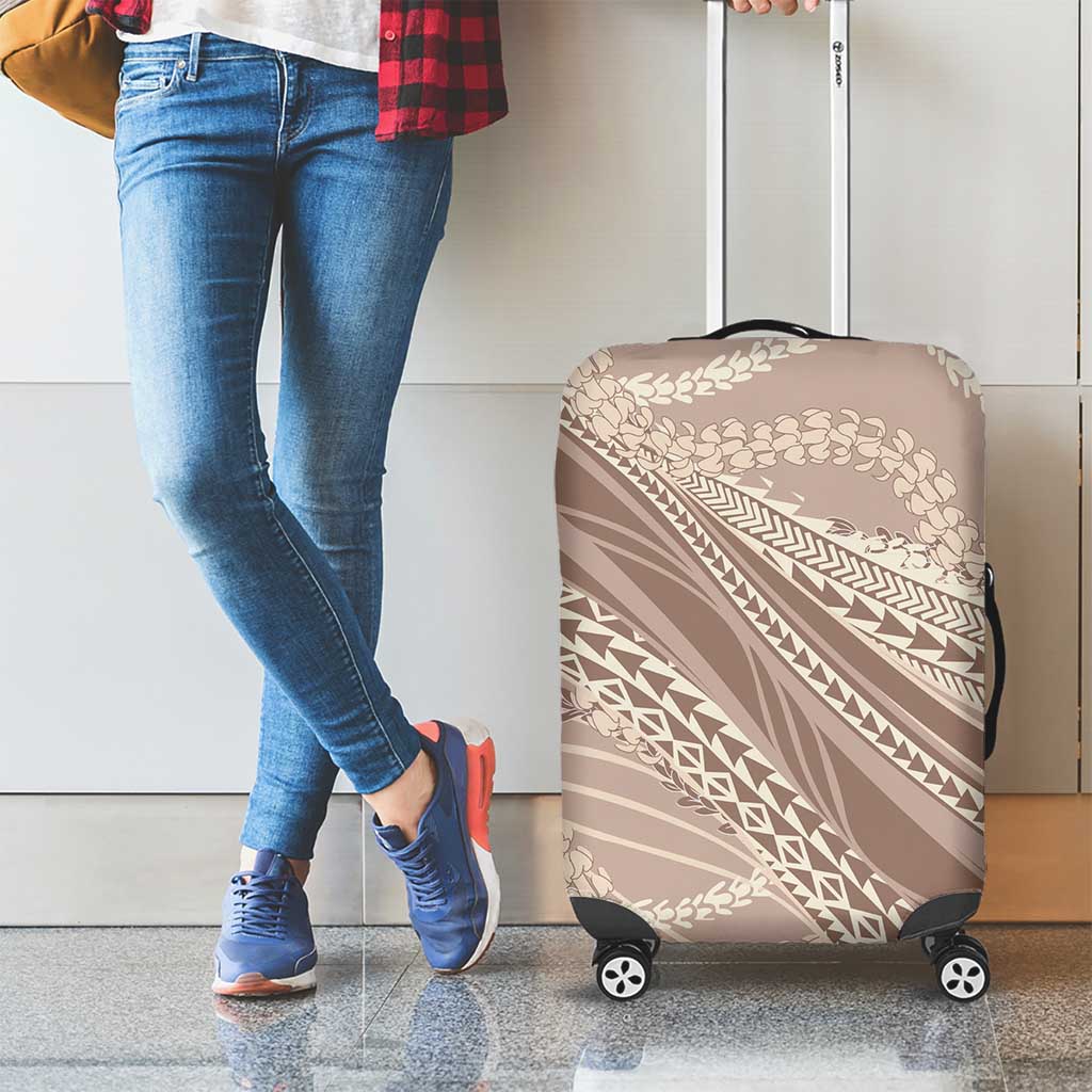 Polynesian Puakeniken Pikake Twisted Lei Luggage Cover Beige - Polynesian Pride