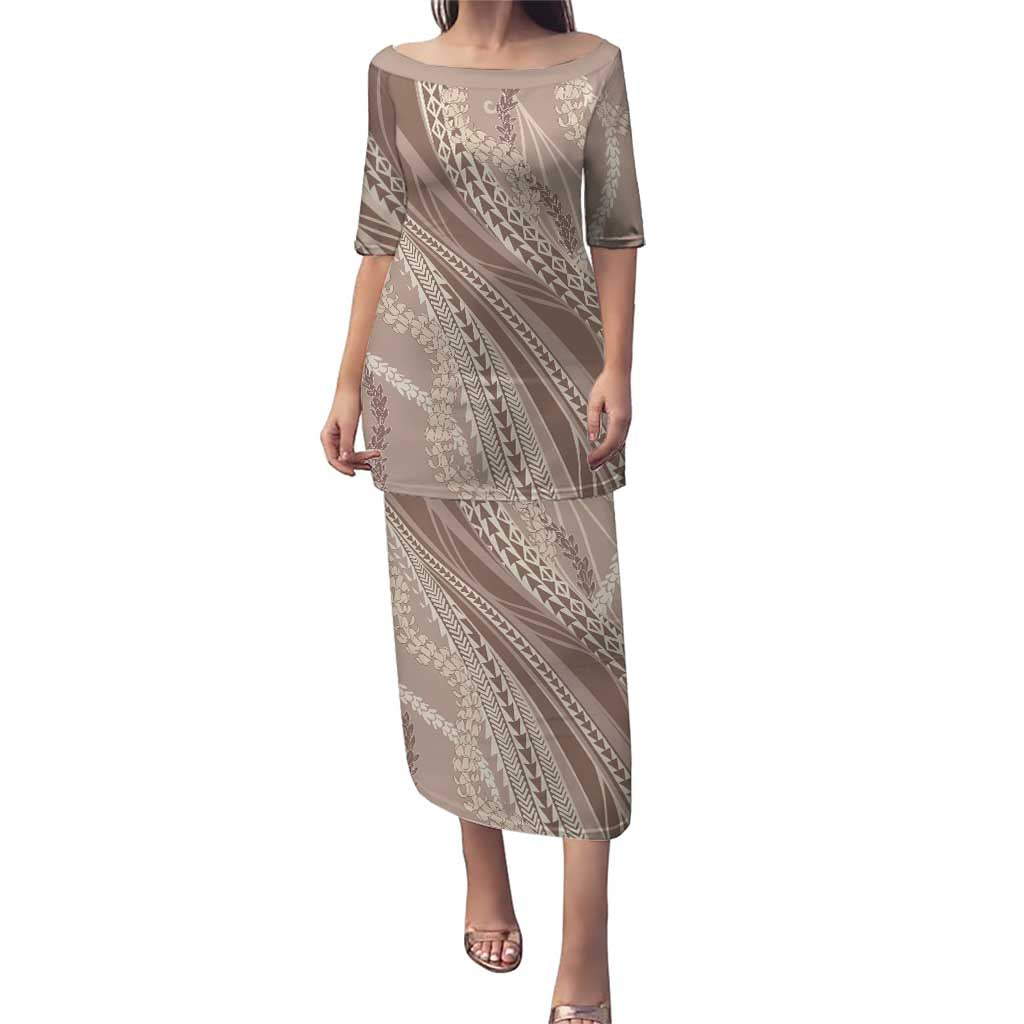 Polynesian Puakeniken Pikake Twisted Lei Puletasi Beige - Polynesian Pride