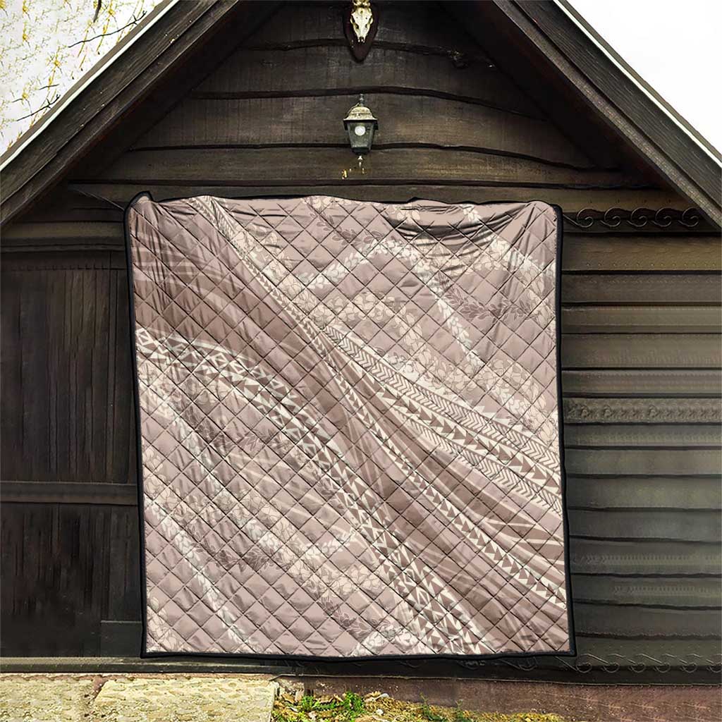Polynesian Puakeniken Pikake Twisted Lei Quilt Beige - Polynesian Pride