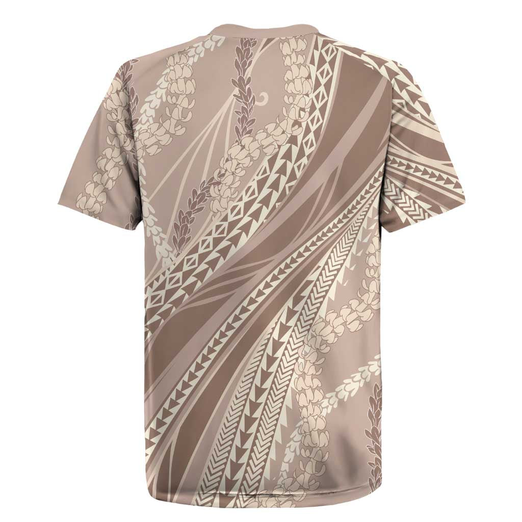 Polynesian Puakeniken Pikake Twisted Lei Rugby Jersey Beige LT7 - Polynesian Pride