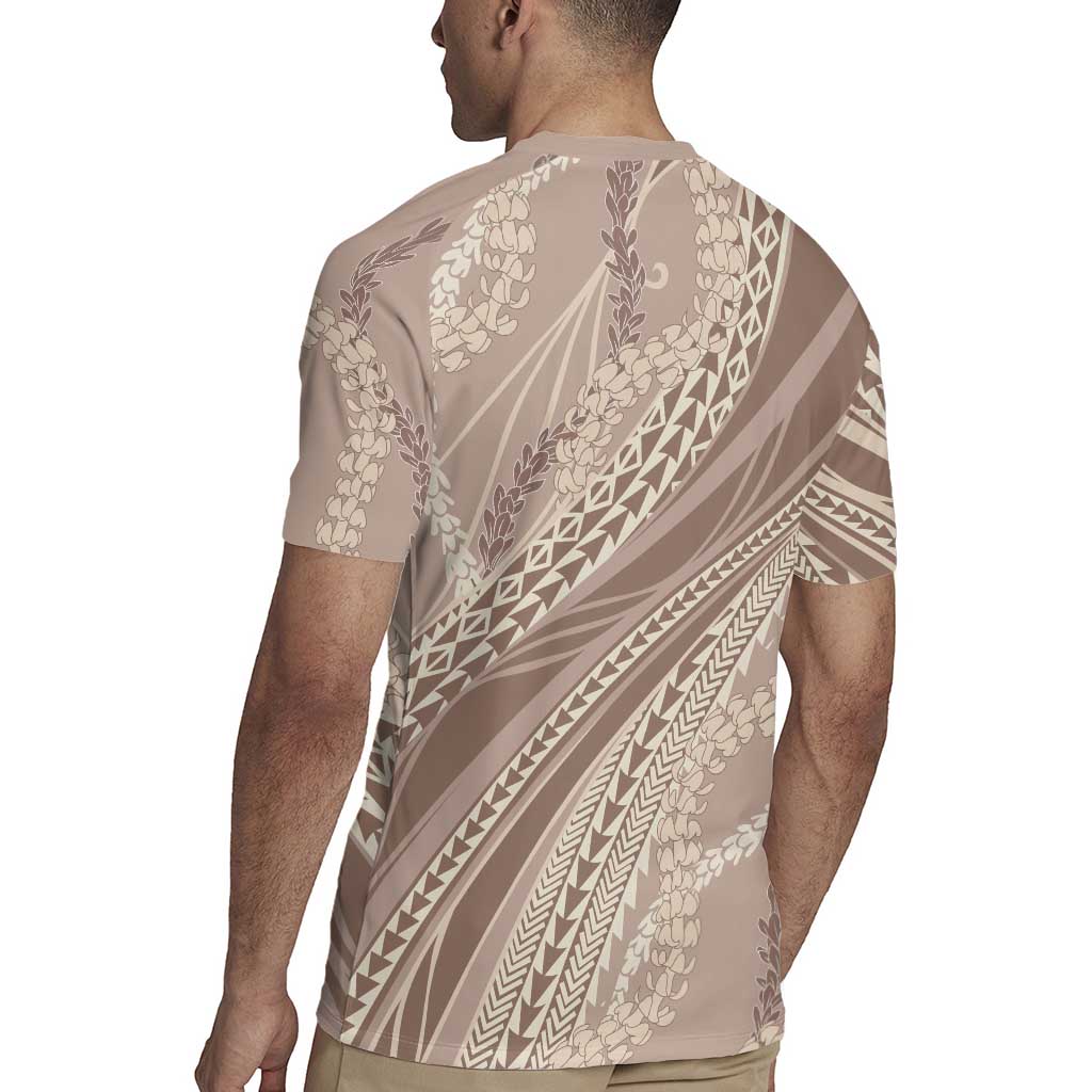 Polynesian Puakeniken Pikake Twisted Lei Rugby Jersey Beige LT7 - Polynesian Pride