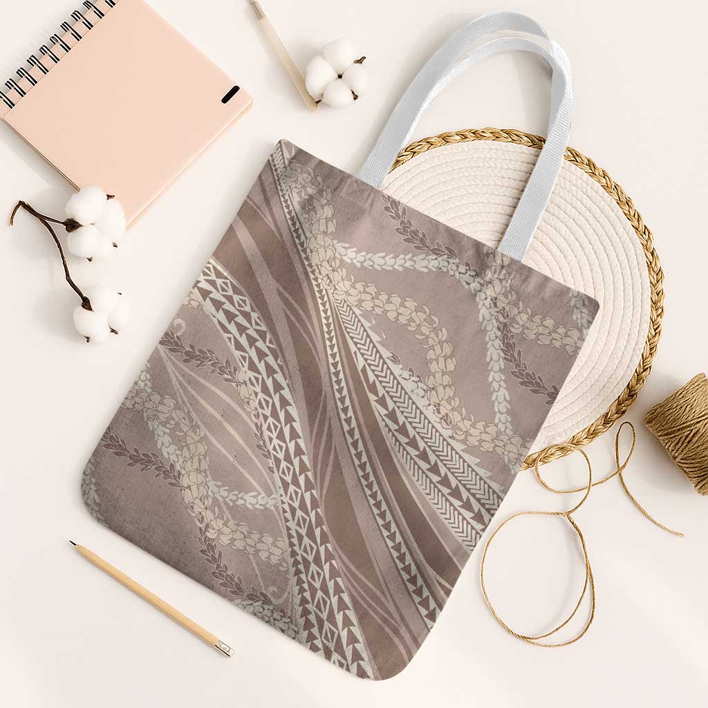 Polynesian Puakeniken Pikake Twisted Lei Tote Bag Beige - Polynesian Pride