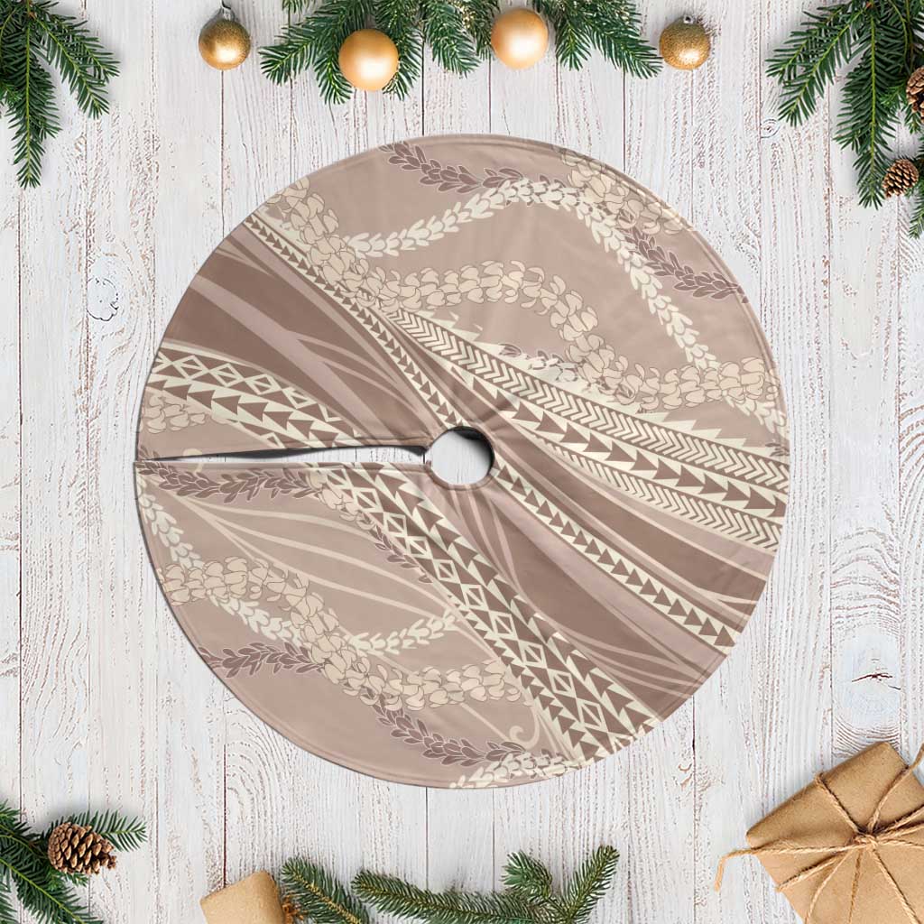 Polynesian Puakeniken Pikake Twisted Lei Tree Skirt Beige - Polynesian Pride