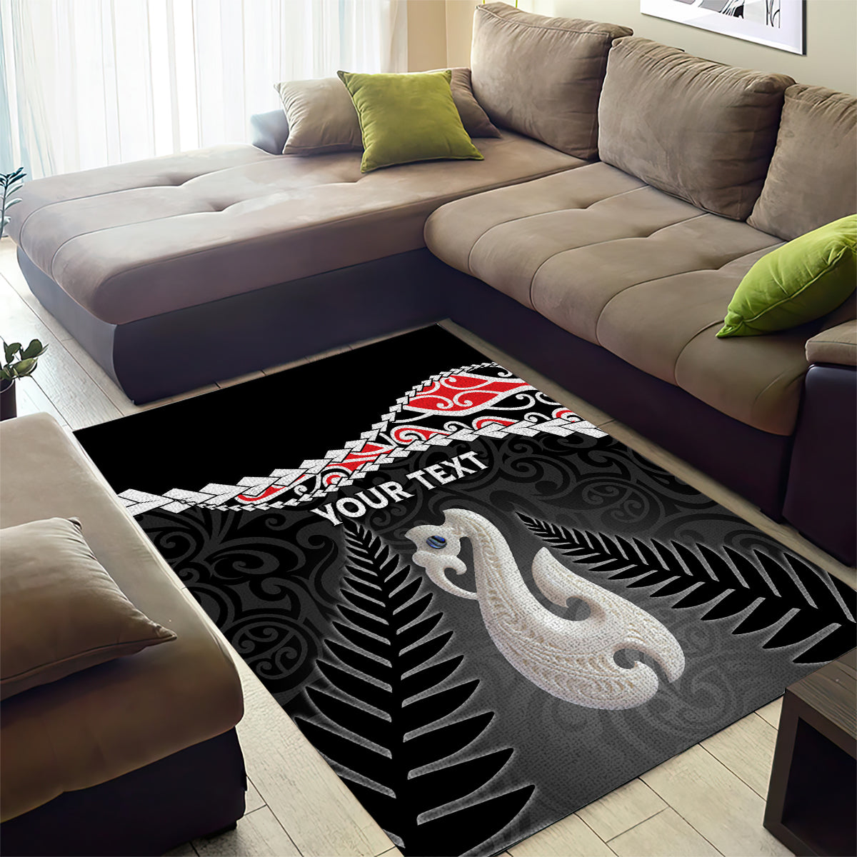 Personalised New Zealand Maori Area Rug Manaia Mix Koru LT7 - Polynesian Pride