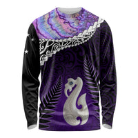 Personalised New Zealand Maori Long Sleeve Shirt Manaia Paua Shell Purple LT7 Unisex Purple - Polynesian Pride