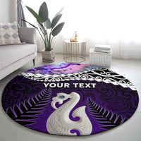 Personalised New Zealand Maori Round Carpet Manaia Paua Shell Purple LT7 - Polynesian Pride