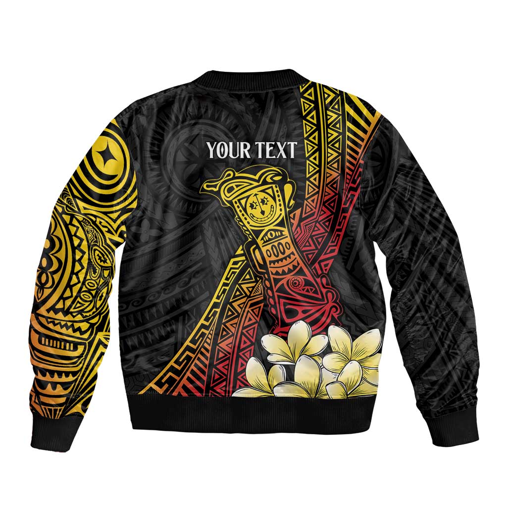 Personalized Papua New Guinea Bomber Jacket Kundu Drum Carving Motifs