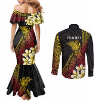 Personalized Papua New Guinea Couples Matching Mermaid Dress and Long Sleeve Button Shirt Kundu Drum Carving Motifs LT7 - Polynesian Pride