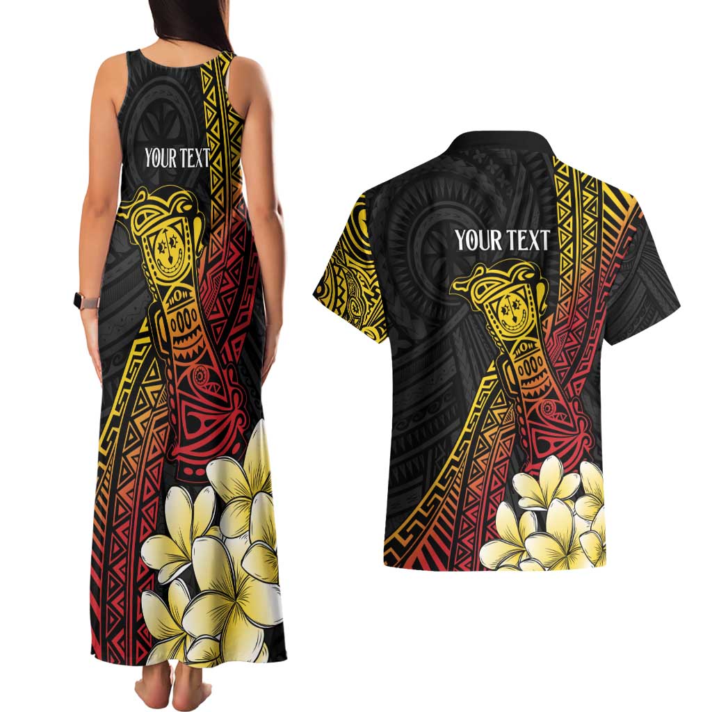 Personalized Papua New Guinea Couples Matching Tank Maxi Dress and Hawaiian Shirt Kundu Drum Carving Motifs LT7 - Polynesian Pride