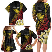 Personalized Papua New Guinea Family Matching Long Sleeve Bodycon Dress and Hawaiian Shirt Kundu Drum Carving Motifs LT7 - Polynesian Pride