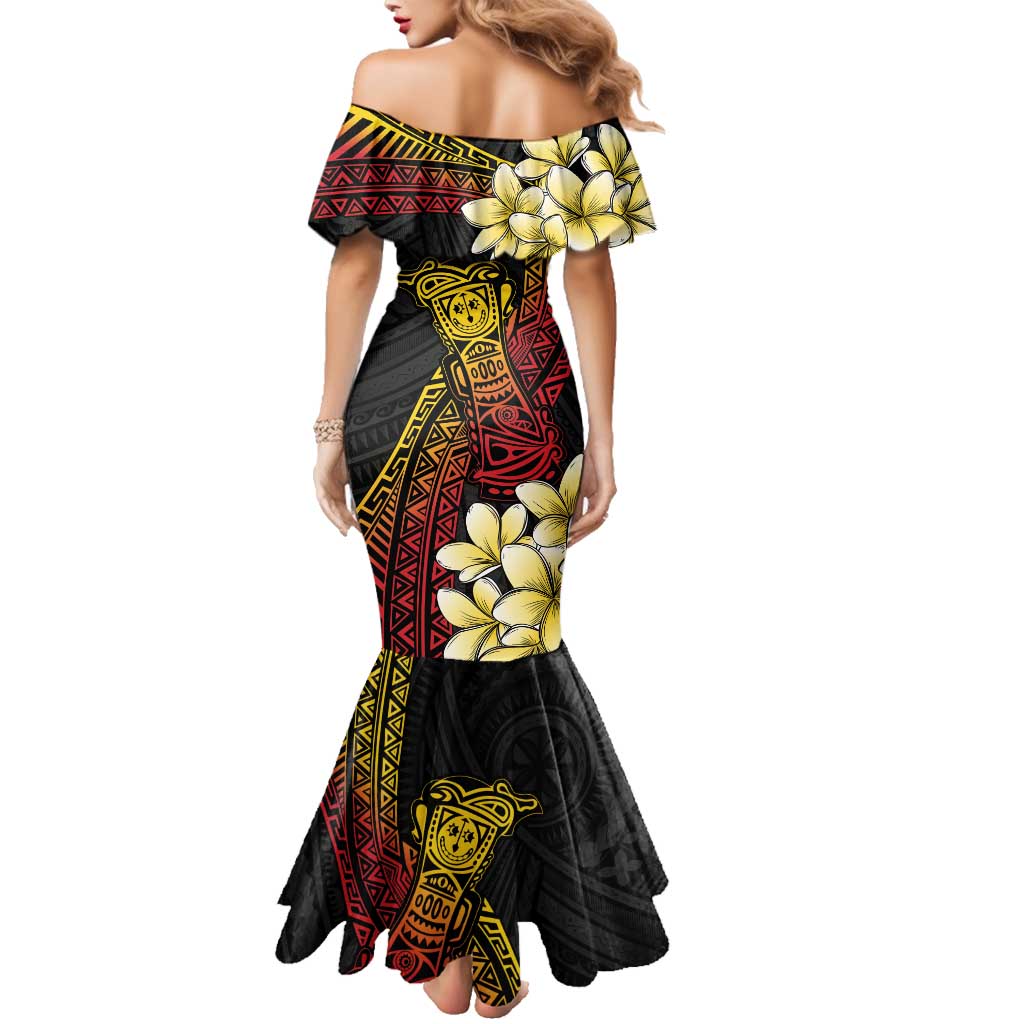 Personalized Papua New Guinea Family Matching Mermaid Dress and Hawaiian Shirt Kundu Drum Carving Motifs LT7 - Polynesian Pride