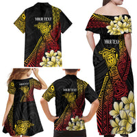 Personalized Papua New Guinea Family Matching Off Shoulder Maxi Dress and Hawaiian Shirt Kundu Drum Carving Motifs LT7 - Polynesian Pride