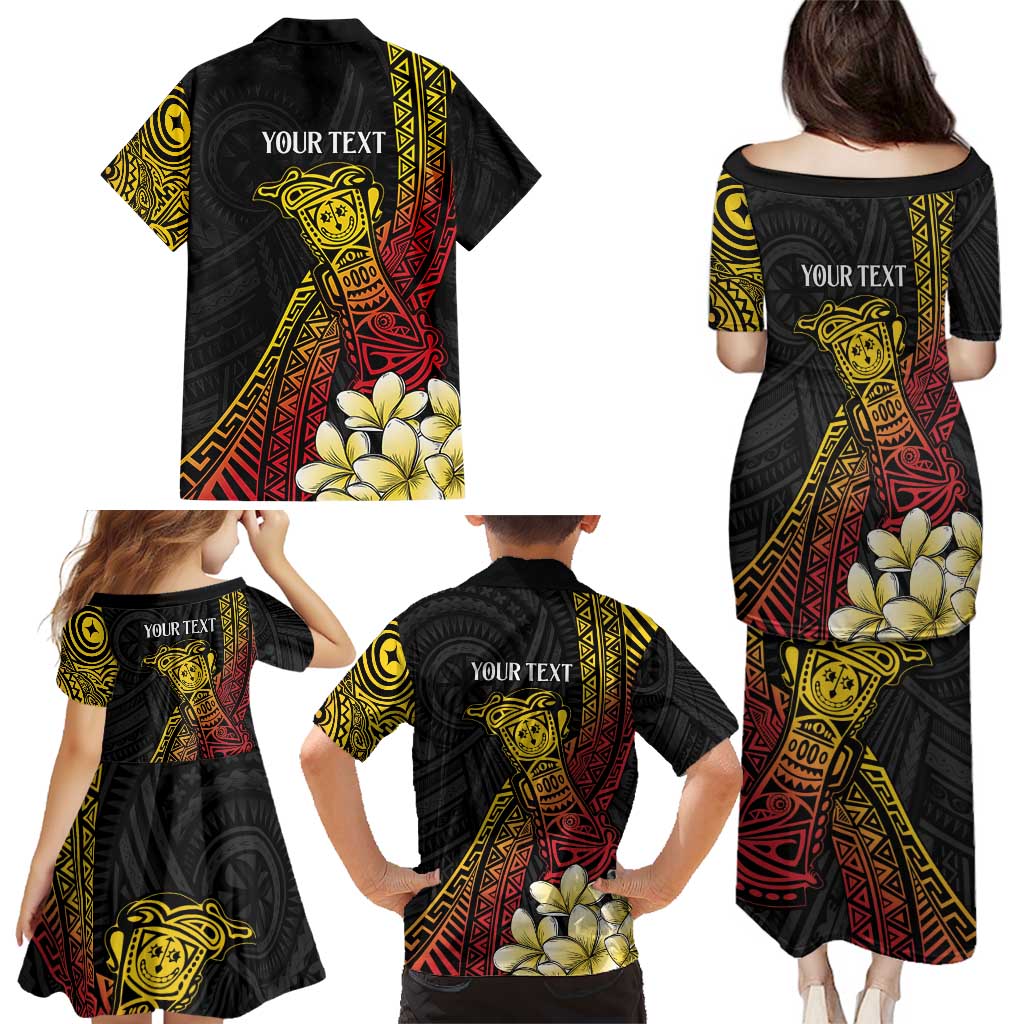 Personalized Papua New Guinea Family Matching Puletasi and Hawaiian Shirt Kundu Drum Carving Motifs LT7 - Polynesian Pride