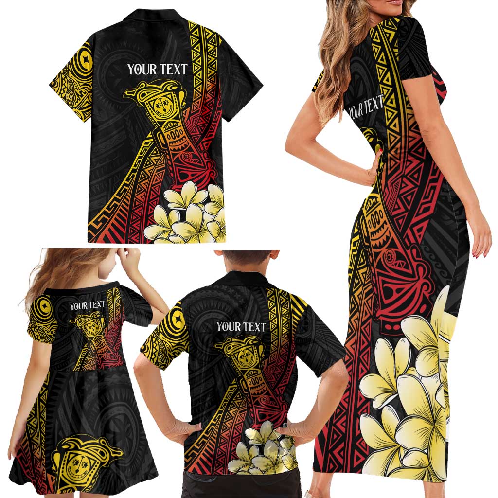 Personalized Papua New Guinea Family Matching Short Sleeve Bodycon Dress and Hawaiian Shirt Kundu Drum Carving Motifs LT7 - Polynesian Pride