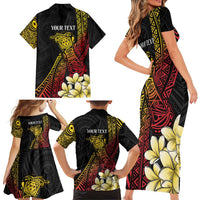 Personalized Papua New Guinea Family Matching Short Sleeve Bodycon Dress and Hawaiian Shirt Kundu Drum Carving Motifs LT7 - Polynesian Pride