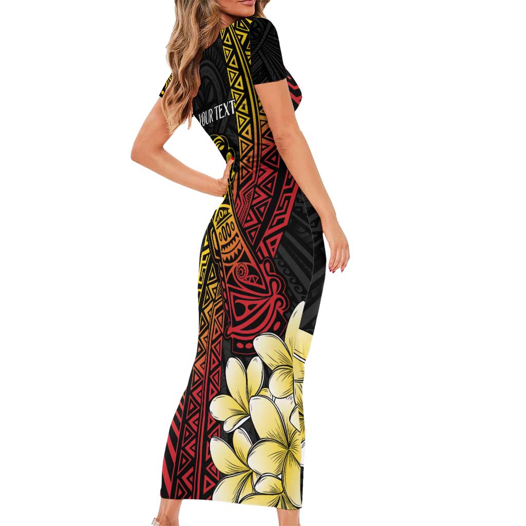 Personalized Papua New Guinea Family Matching Short Sleeve Bodycon Dress and Hawaiian Shirt Kundu Drum Carving Motifs LT7 - Polynesian Pride