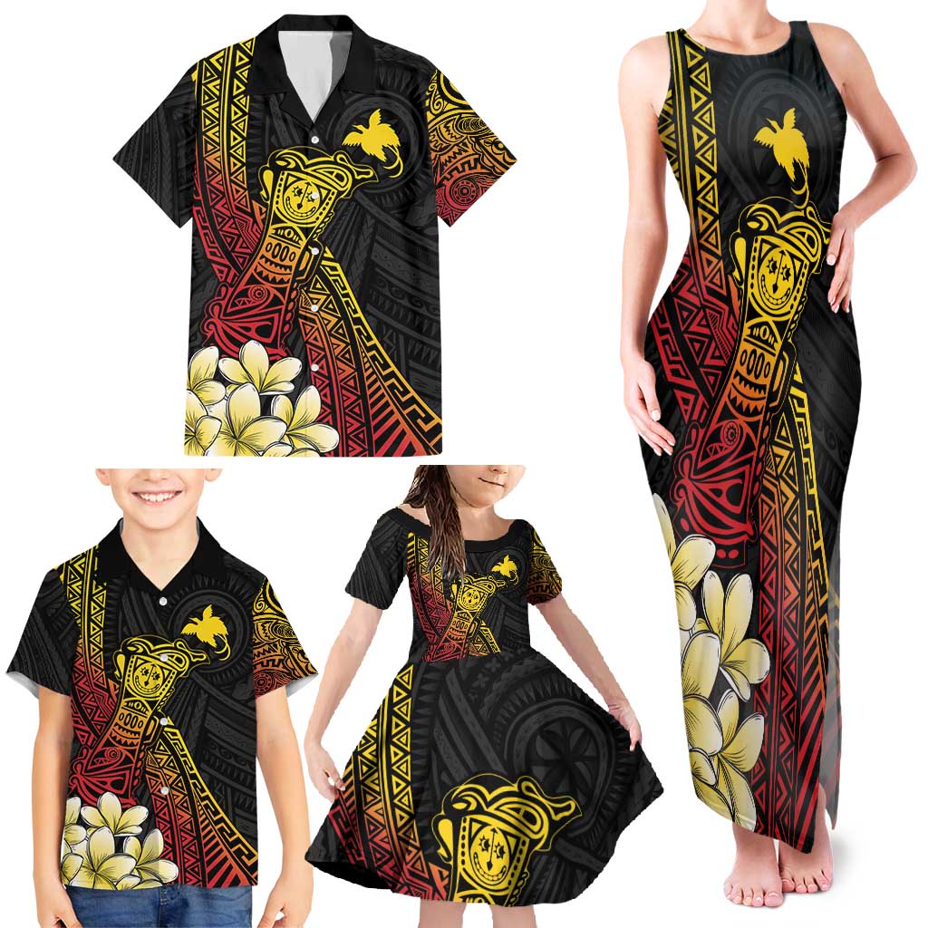 Personalized Papua New Guinea Family Matching Tank Maxi Dress and Hawaiian Shirt Kundu Drum Carving Motifs LT7 - Polynesian Pride