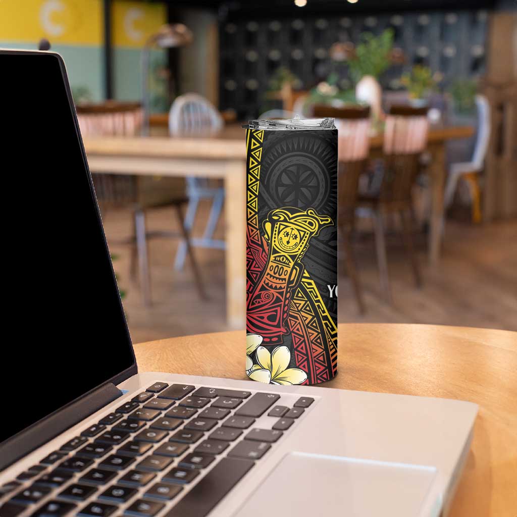Personalized Papua New Guinea Skinny Tumbler Kundu Drum Carving Motifs LT7 - Polynesian Pride